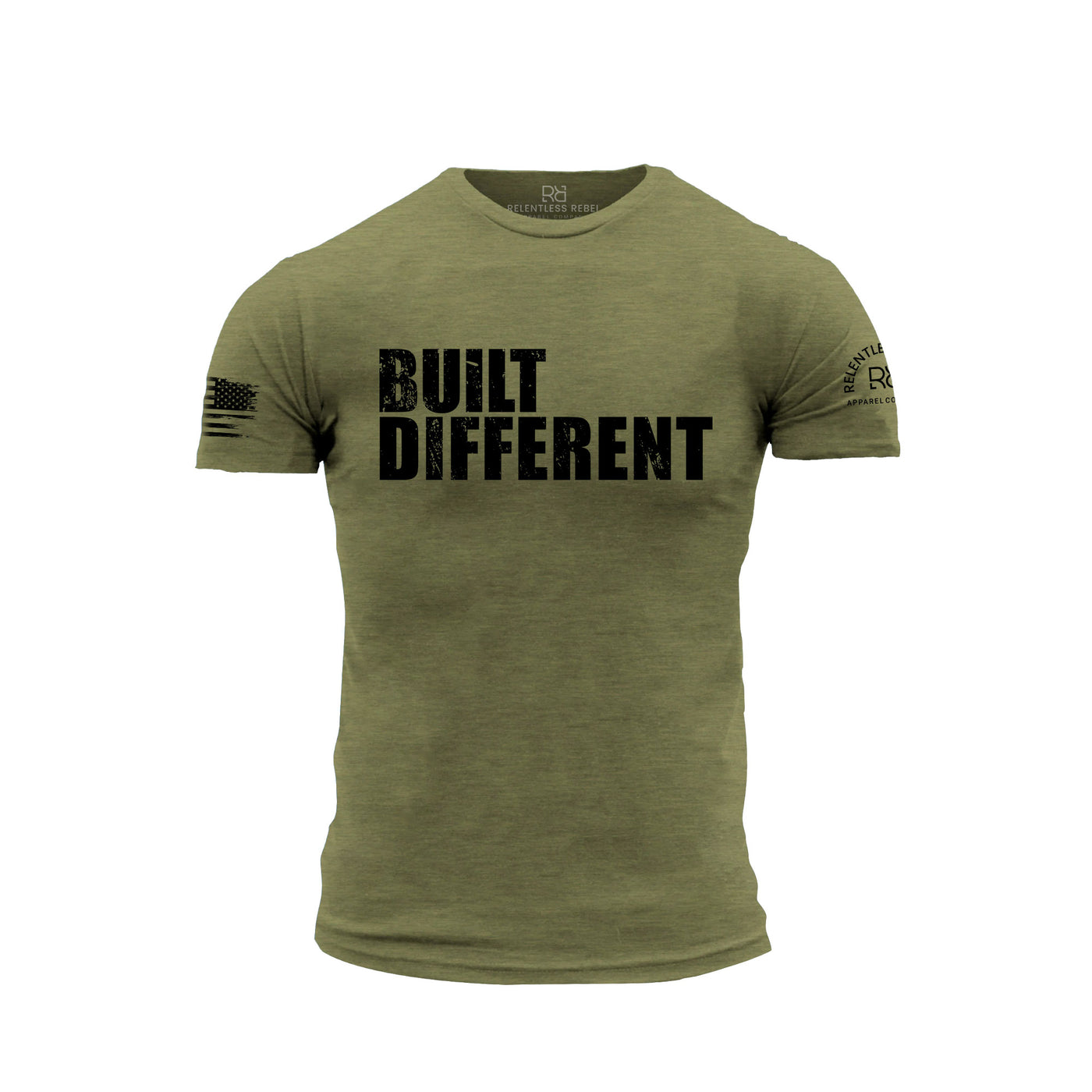Built Different Military Green front design t-shirt