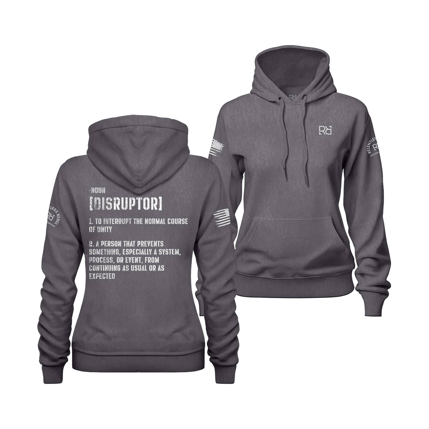 Charcoal Heather The Disruptor Back Design Women's Hoodie