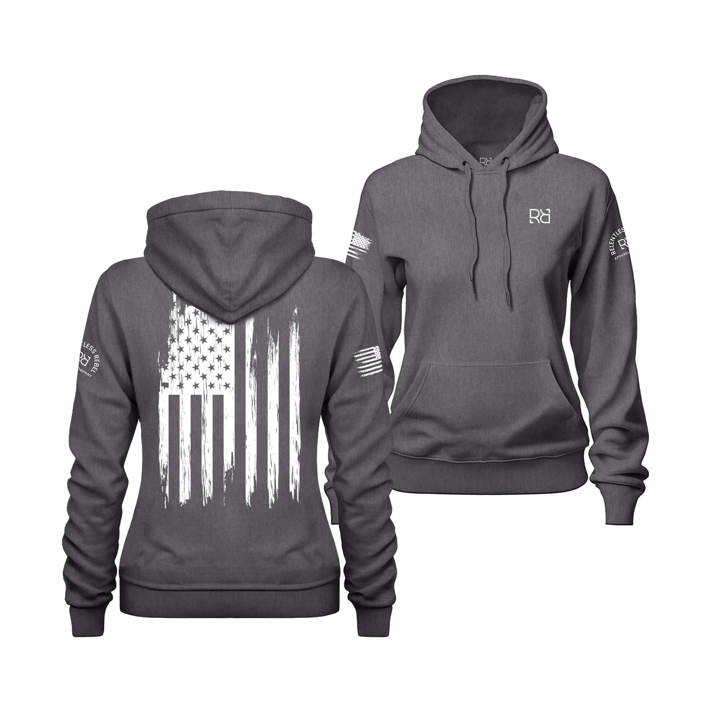 Charcoal Heather Rebel Patriot Flag Women's Hoodie