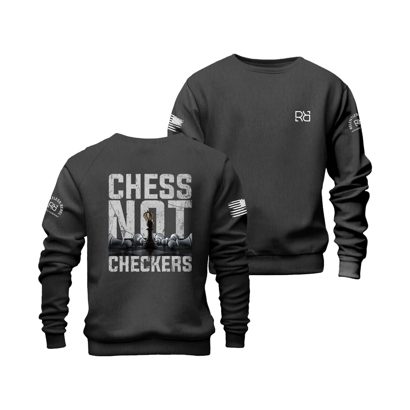 Charcoal Heather Chess Not Checkers Crew Neck Sweatshirt