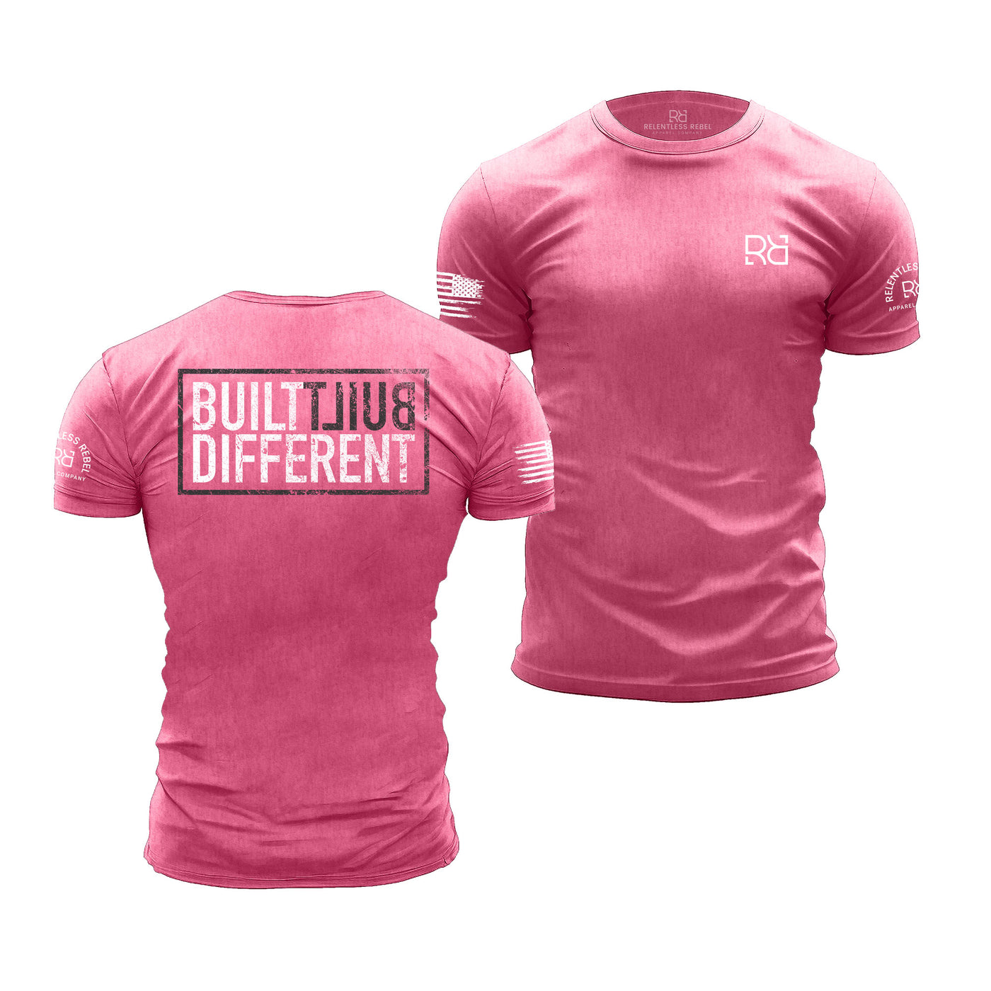 Charity Pink Built Different back design t-shirt