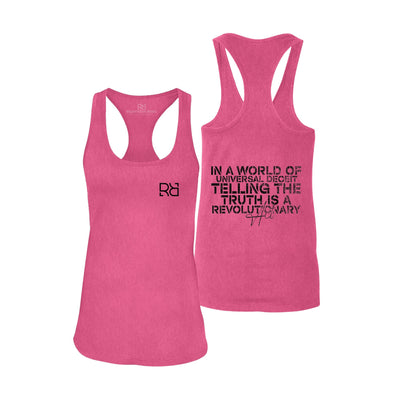 Charity Pink In A World of Universal Deceit Women's Racerback Tank