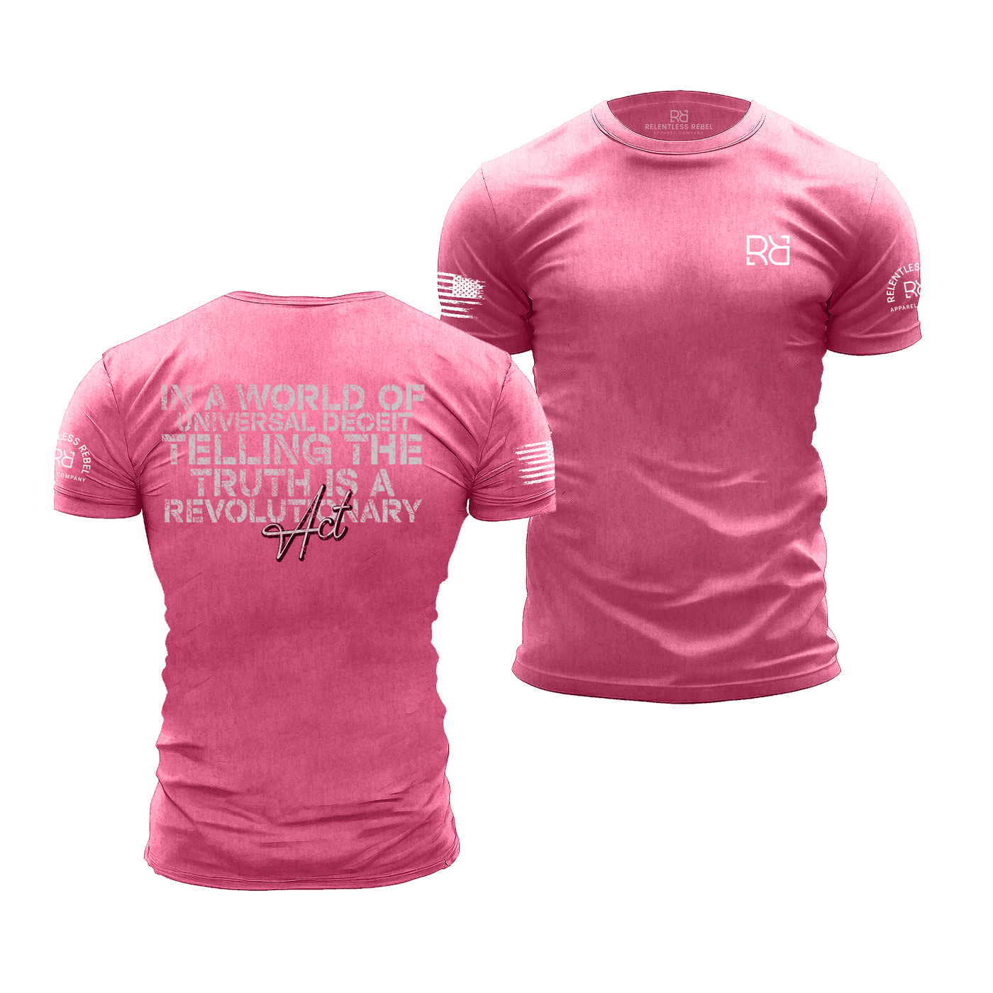 Charity Pink Men's In a World of Universal Deceit... Back Design Tee