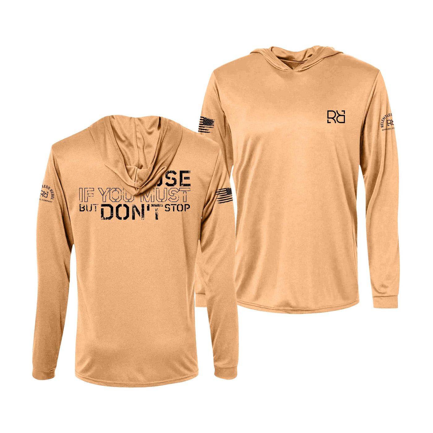 Pause if You Must But Don't Stop | Men's Dry Fit Hooded Long Sleeve | UPF50