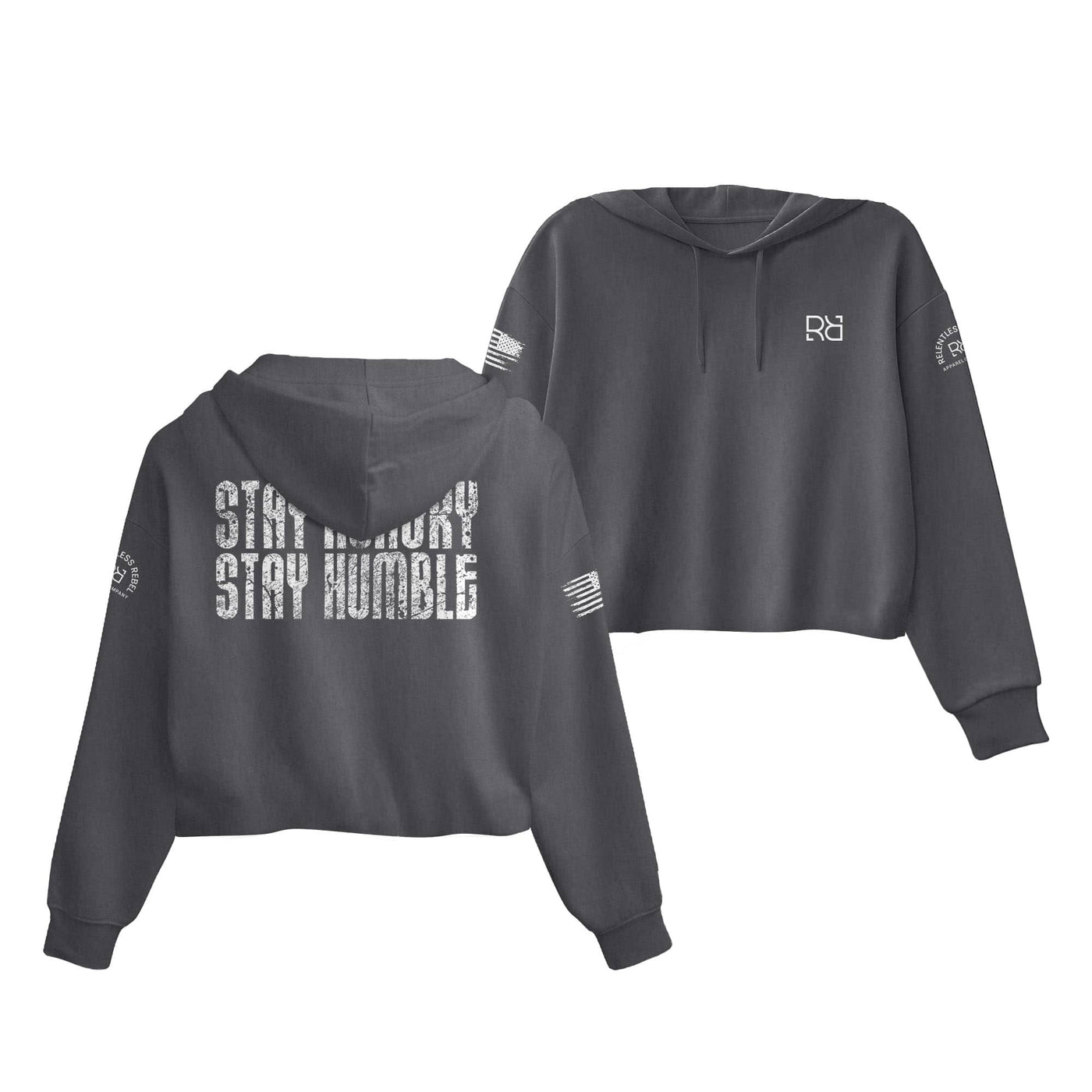 Dark Grey Heather Stay Hungry Stay Humble Women's Cropped Hoodie