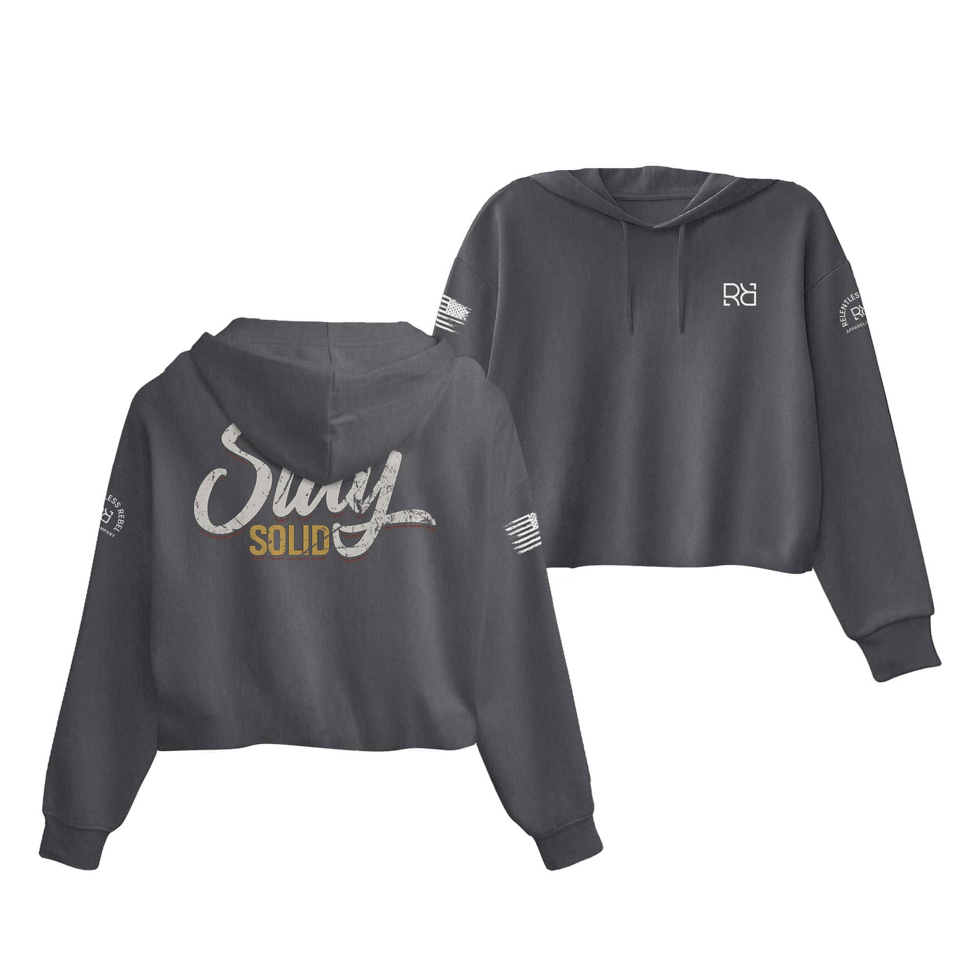 Dark Grey Heather Stay Solid Women's Cropped Hoodie