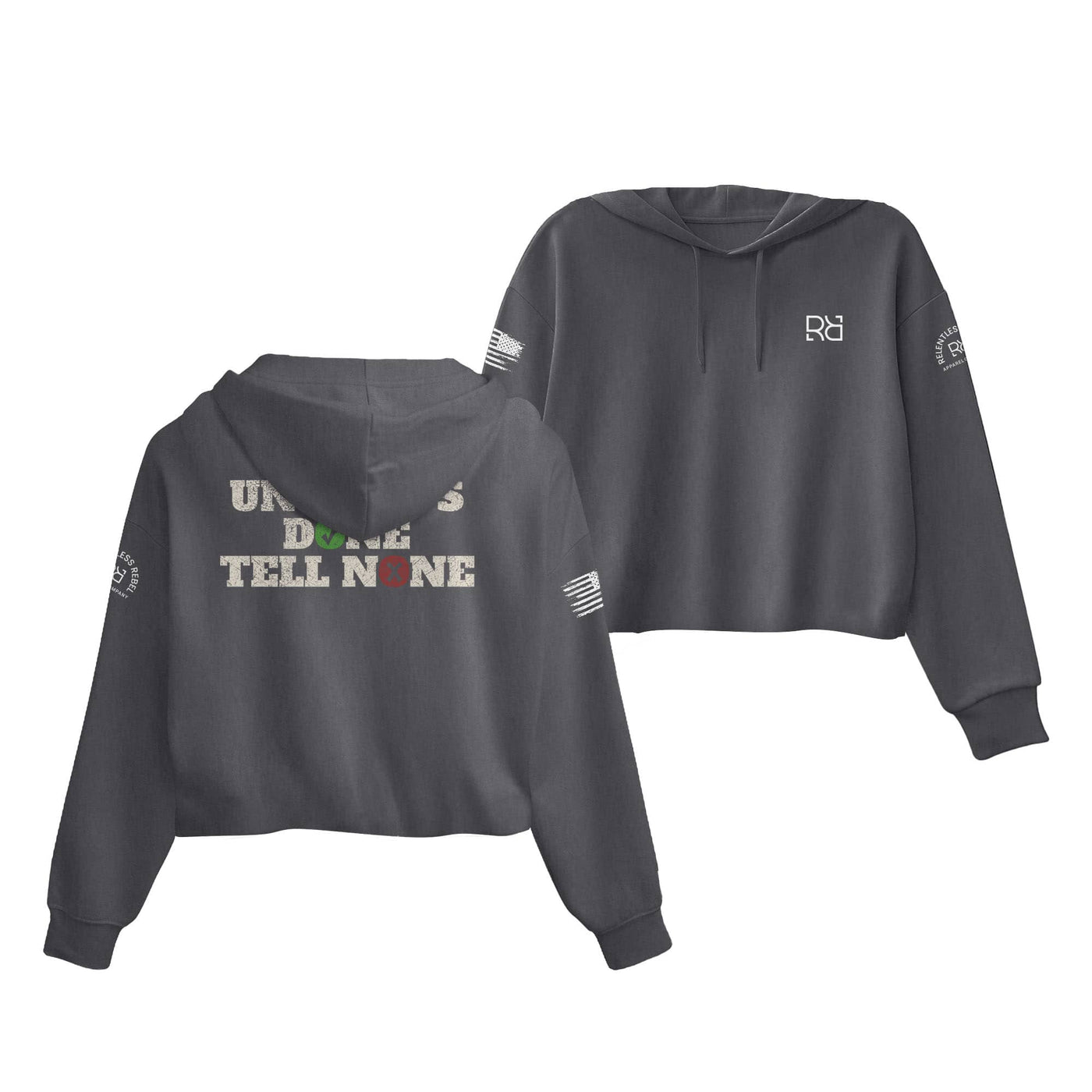 Dark Grey Heather Until It's Done Tell None Women's Cropped Hoodie