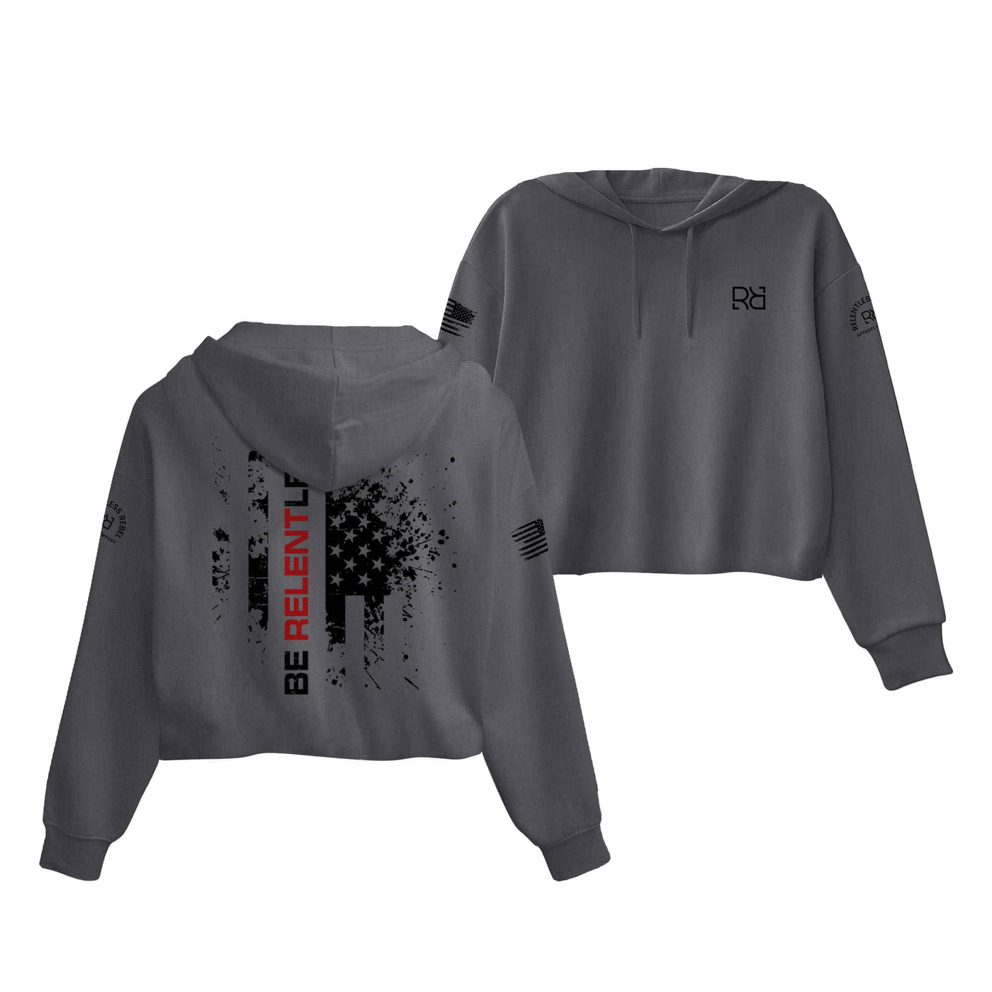 Dark Grey Heather Be Relentless Women's Cropped Hoodie