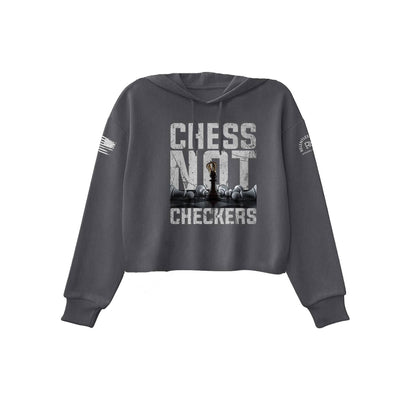 Dark Grey Heather Chess Not Checkers Women's Cropped Hoodie