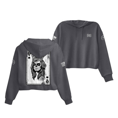 Dark Grey Heather Rebel Queen Women's Cropped Hoodie