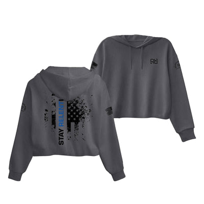 Dark Grey Heather Be Relentless Law Enforcement Edition Women's Cropped Hoodie