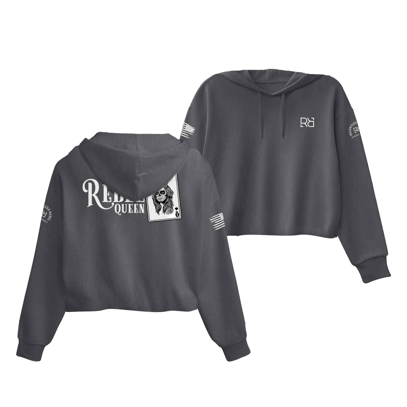 Dark Grey Heather Rebel Queen Women's Cropped Hoodie