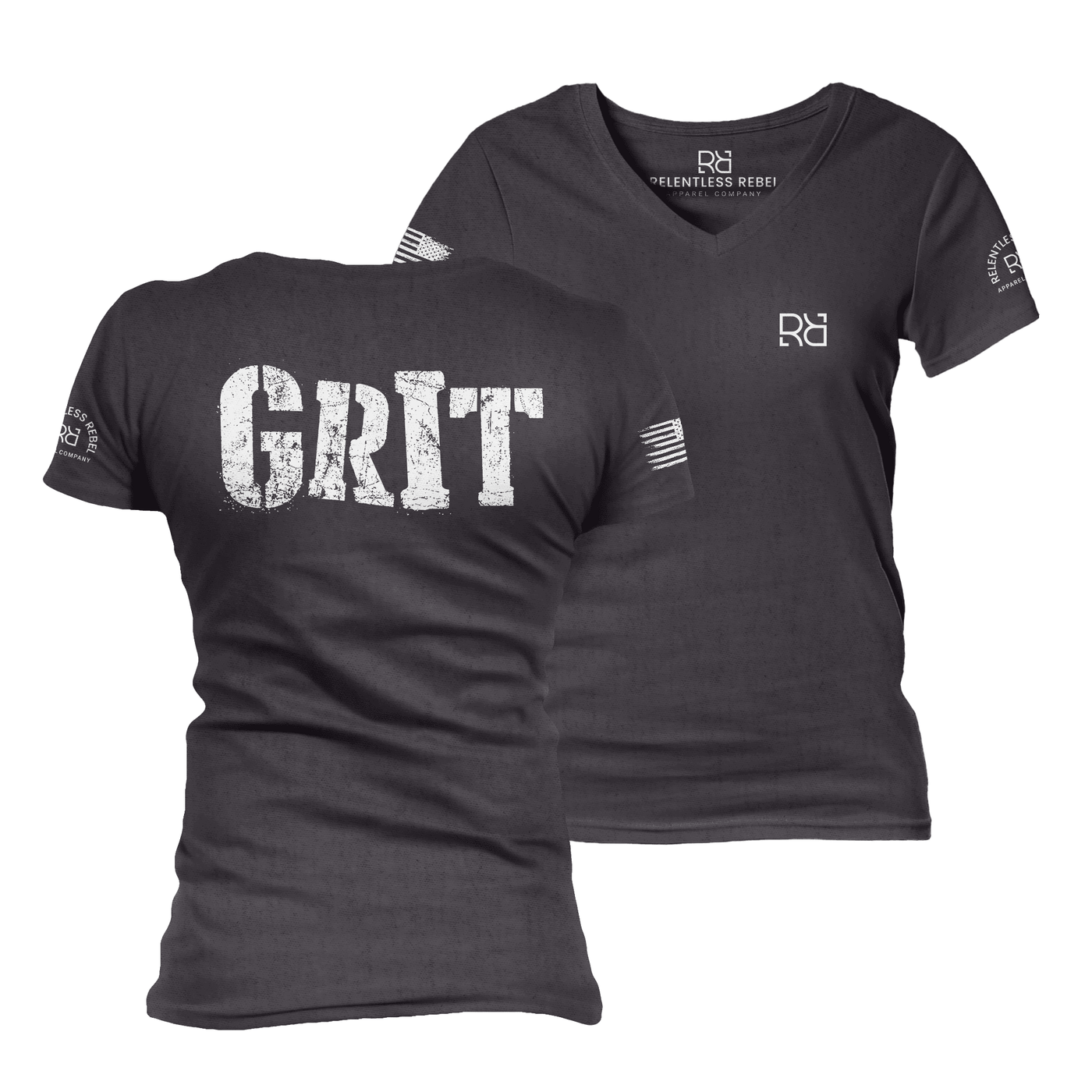 Grit Dark Grey Heather Women's VNeck Tee