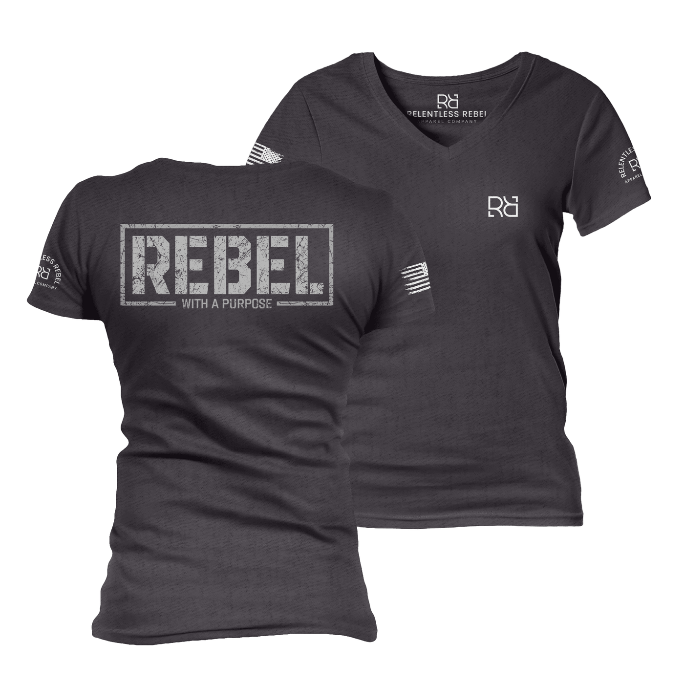 Rebel With A Purpose Dark Grey Heather Women's VNeck Tee