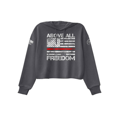 Dark Grey Heather Above All Freedom Women's Cropped Hoodie