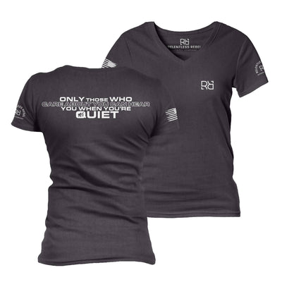 Dark Grey Heather Only Those Who Care About You Women's V-Neck Tee