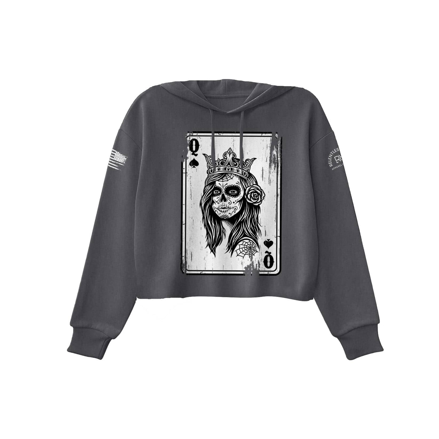 Dark Grey Heather Rebel Queen "Rebel Ace" Women's Cropped Hoodie