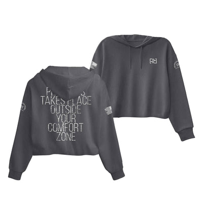 Dark Grey Heather Progress Takes Place Women's Cropped Hoodie