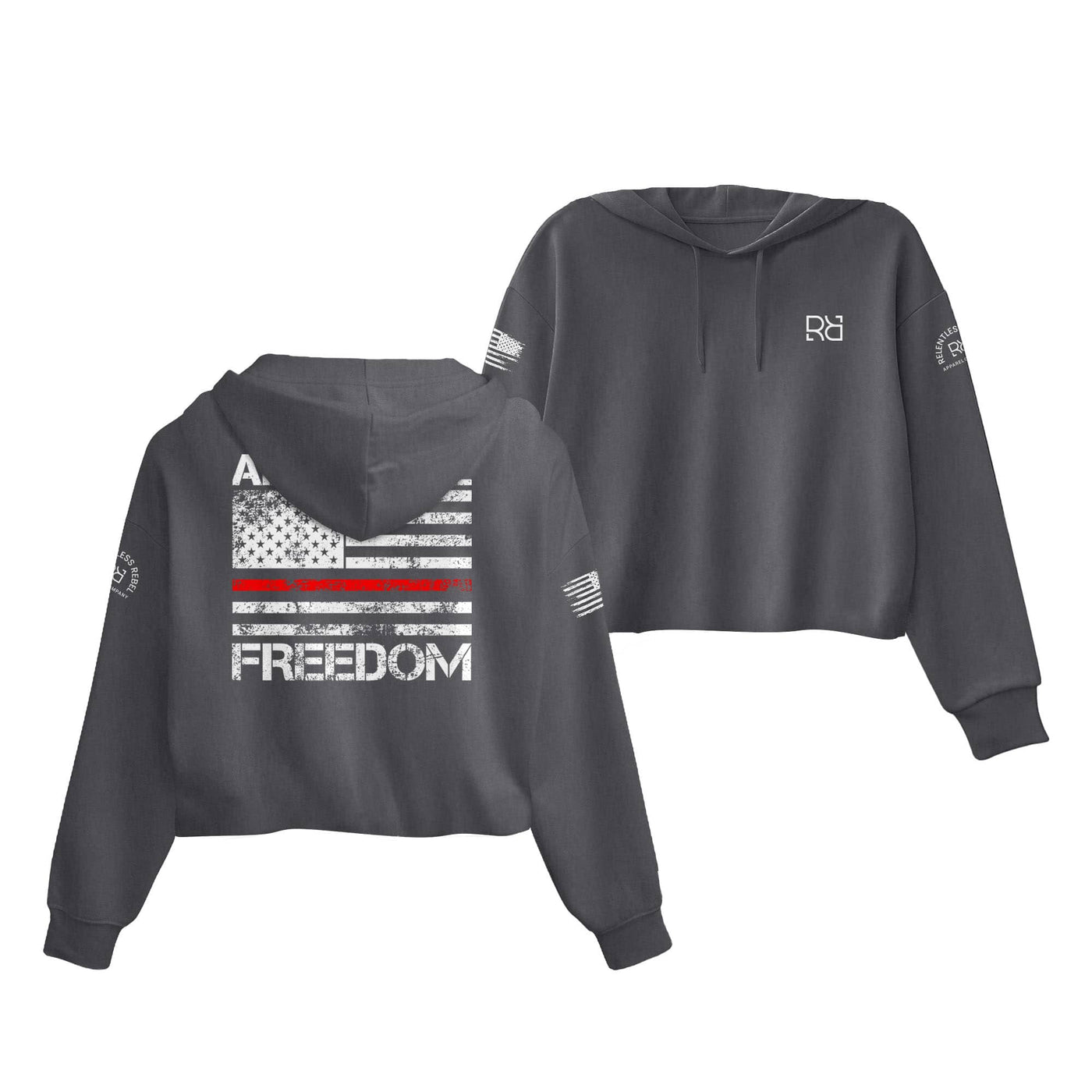 Dark Grey Heather Above All Freedom Women's Cropped Hoodie