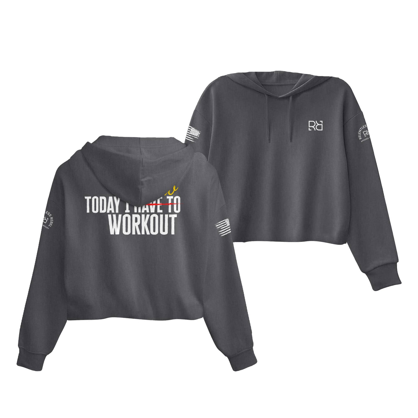 Dark Grey Heather Today I Get to Work Out Women's Cropped Hoodie