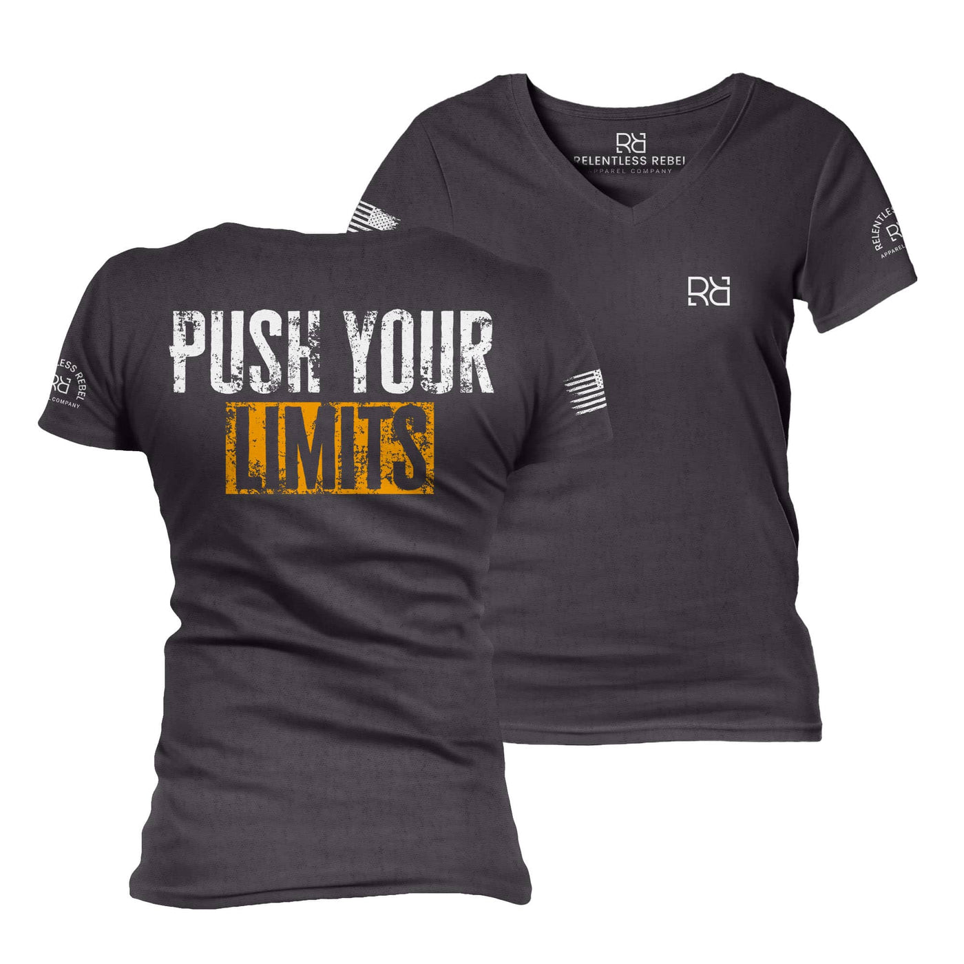 Dark Grey Heather Push Your Limits Women's V-Neck Tee