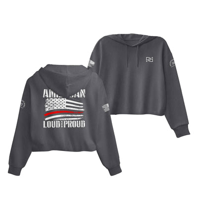 Dark Grey Heather American Loud and Proud Women's Cropped Hoodie