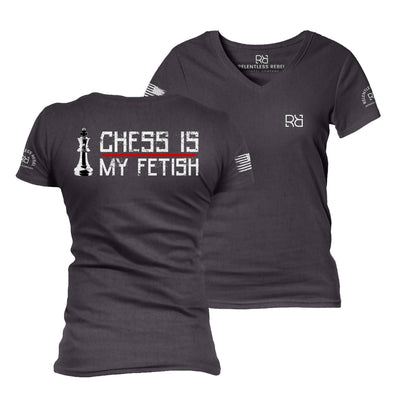 Dark Grey Heather Chess is my Fetish Women's V-Neck Tee