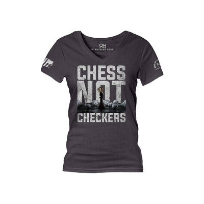 Dark Grey Heather Chess Not Checkers Women's V-Neck Tee