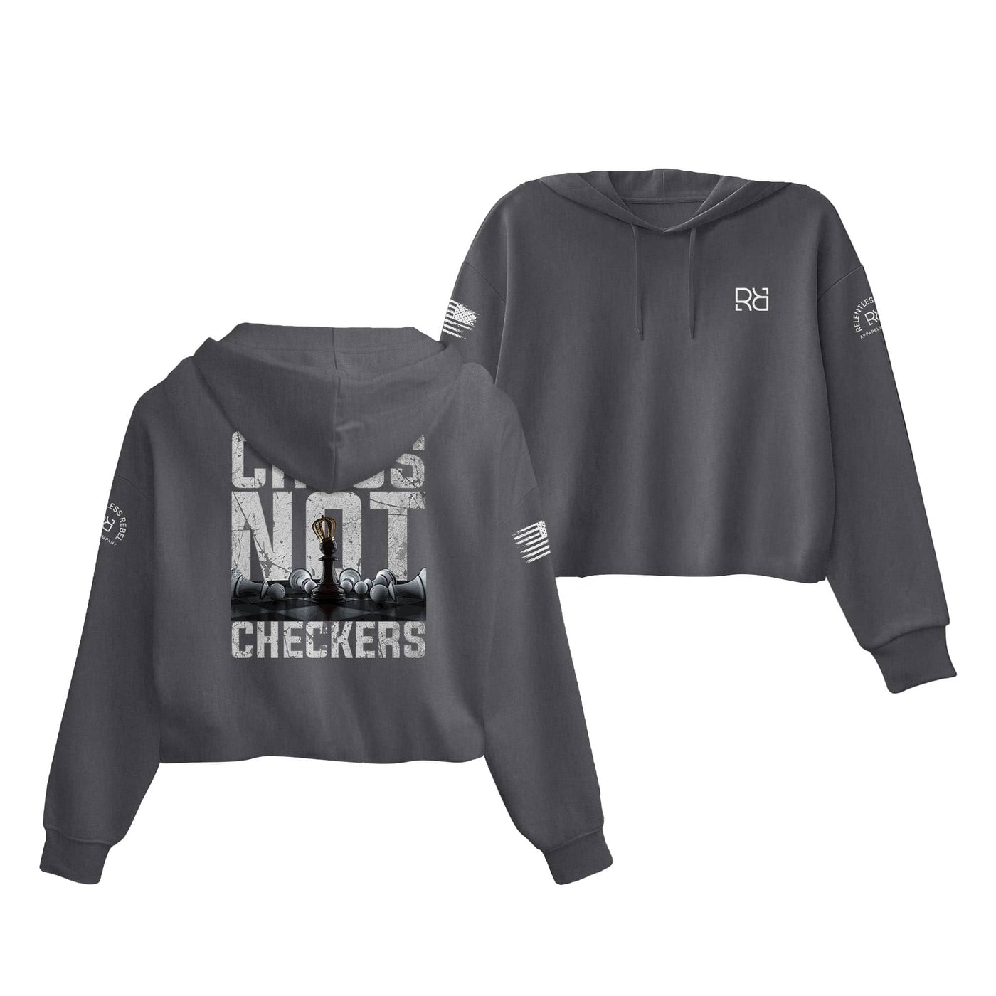 Dark Grey Heather Chess Not Checkers Women's Cropped Hoodie