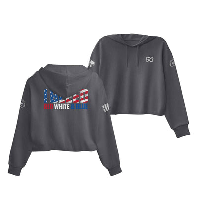 Dark Grey Heather I Bleed Red White and Blue Women's Cropped Hoodie