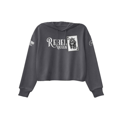 Dark Grey Heather Rebel Queen Women's Cropped Hoodie