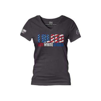 Dark Grey Heather I Bleed Red White and Blue Women's V-Neck Tee