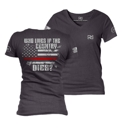 Dark Grey Heather Who Lives if the Country Dies Women's V-Neck Tee