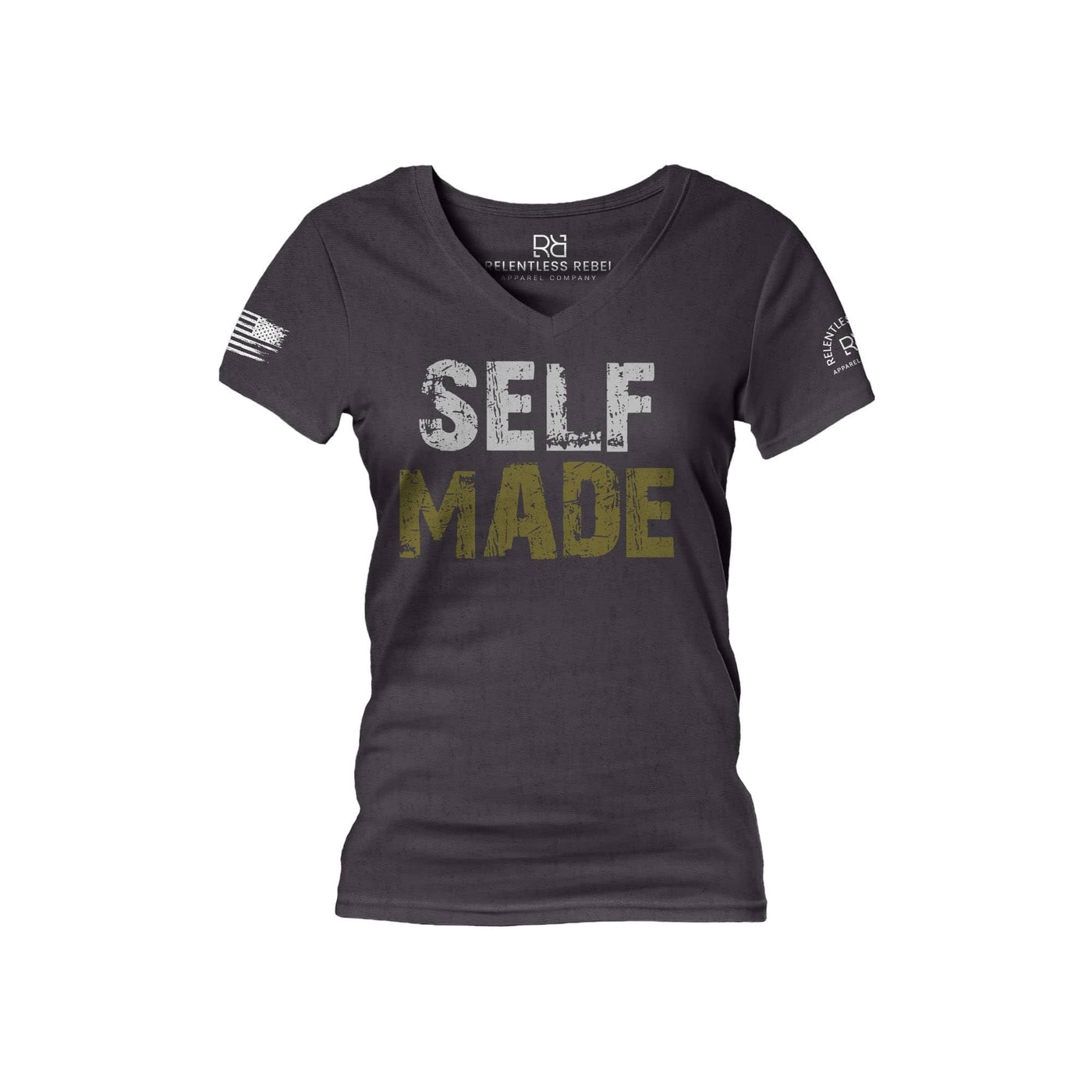 Dark Grey Heather Self Made Women's V-Neck Tee