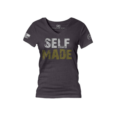 Dark Grey Heather Self Made Women's V-Neck Tee