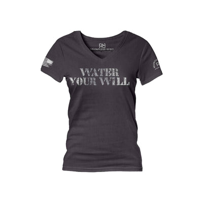 Dark Grey Heather Water Your Will Women's V-Neck Tee