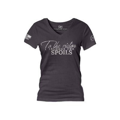 Dark Grey Heather To The Victor Belongs the Spoils Women's V-Neck Tee