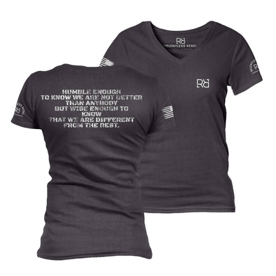 Dark Grey Heather Humble Enough to Know Women's V-Neck Tee