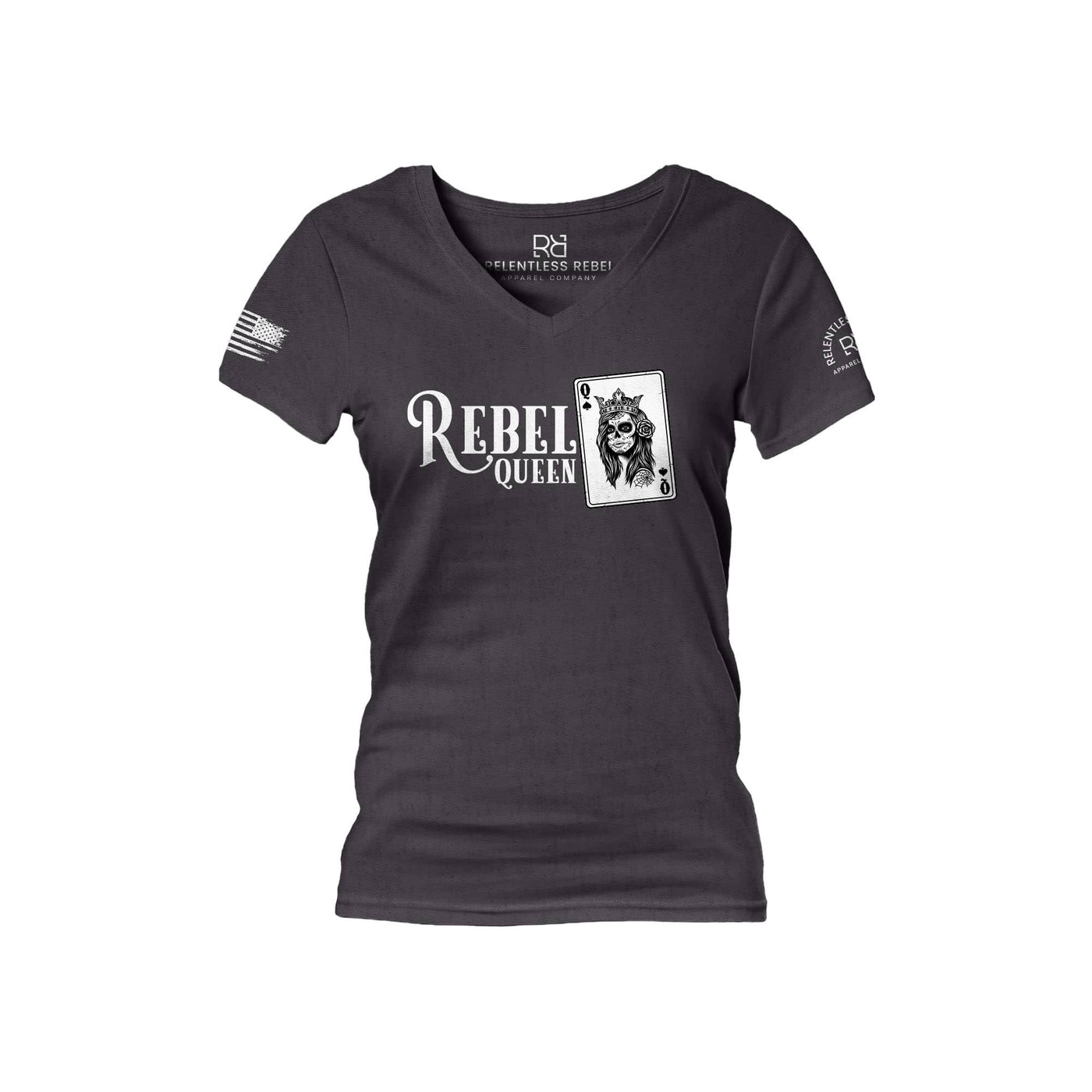 Dark Grey Heather Rebel Queen Women's V-Neck Tee