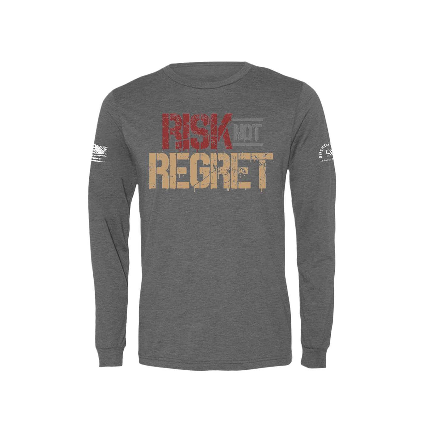 Dark Grey Risk Not Regret Men's Long Sleeve Tee 