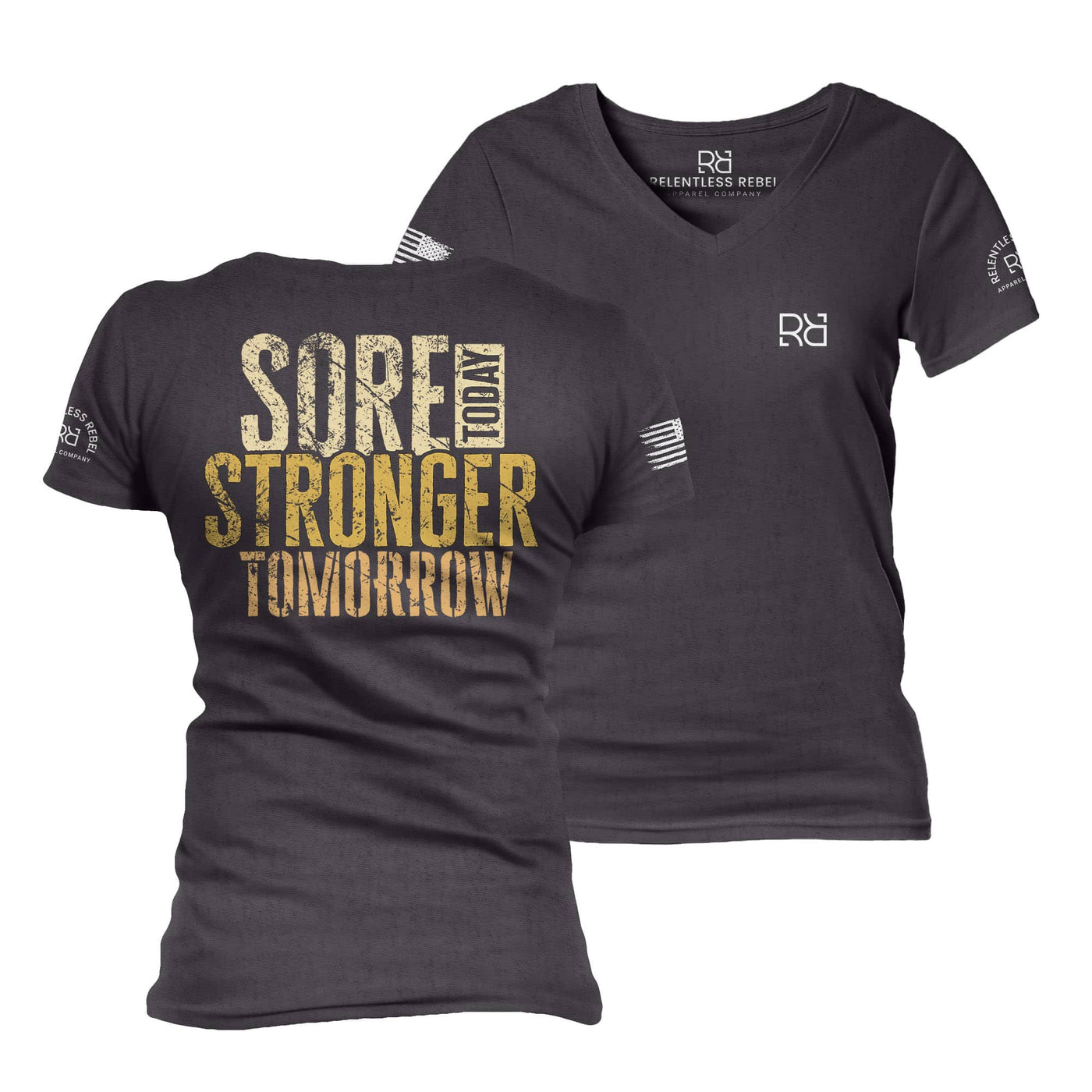 Dark Grey Heather Sore Today Stronger Tomorrow Women's V-Neck Tee