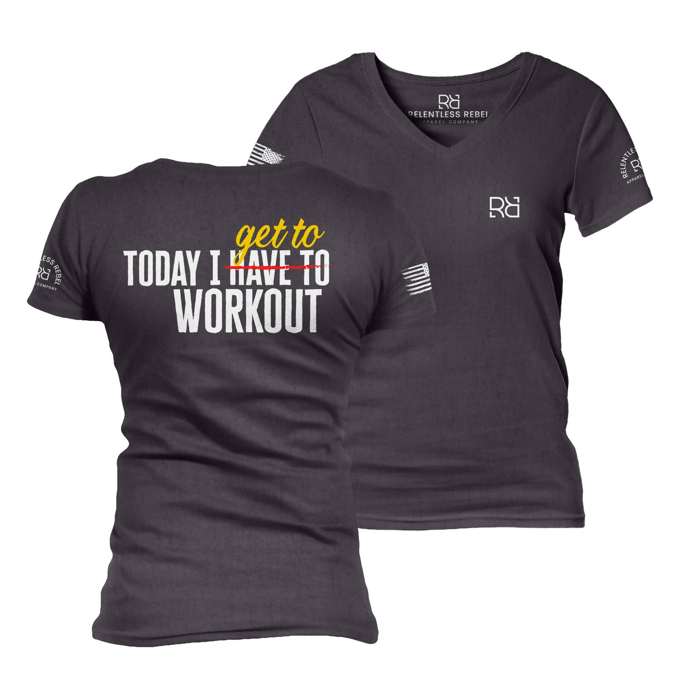 Dark Grey Heather Today I Get to Work Out Women's V-Neck Tee