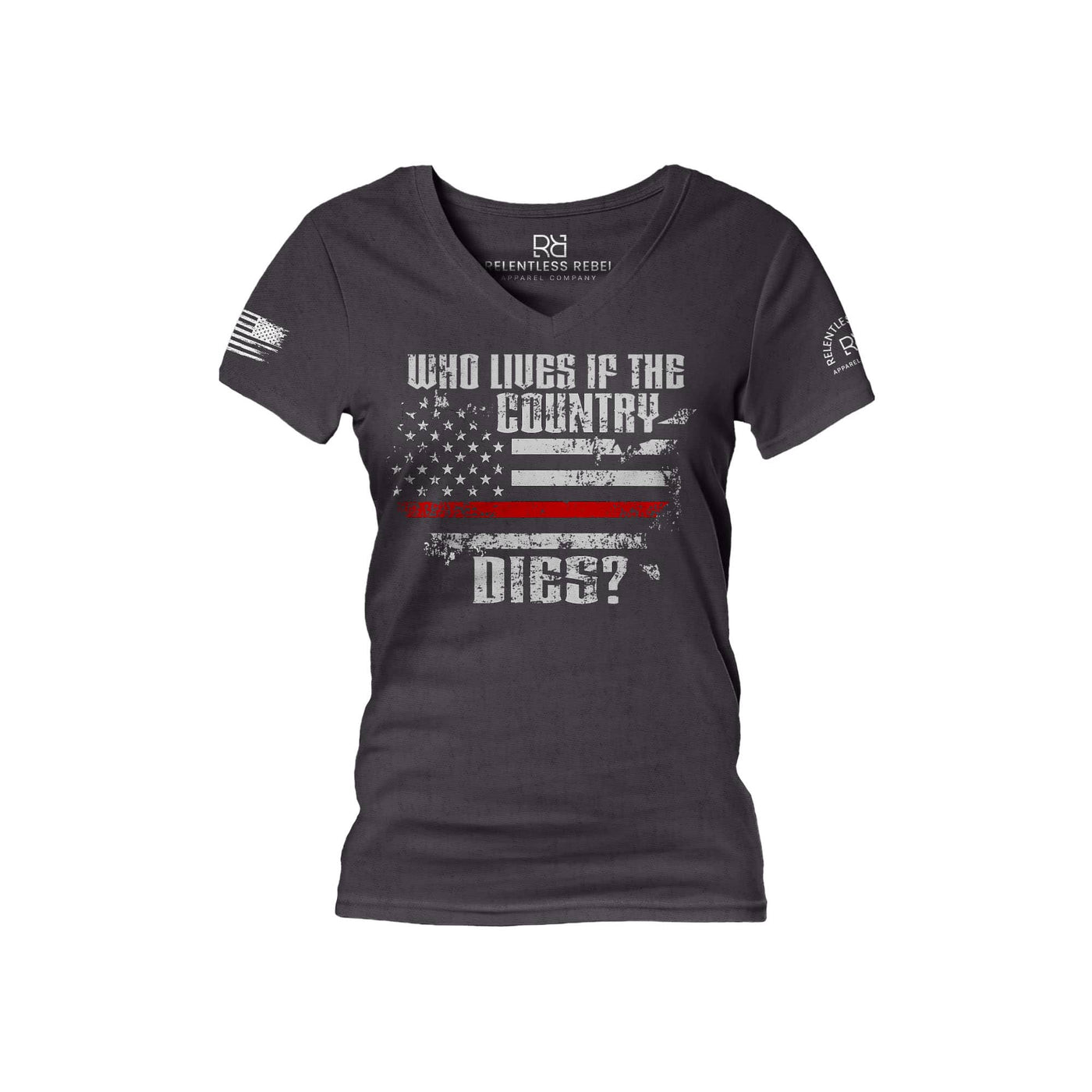 Dark Grey Heather Who Lives if the Country Dies Women's V-Neck Tee