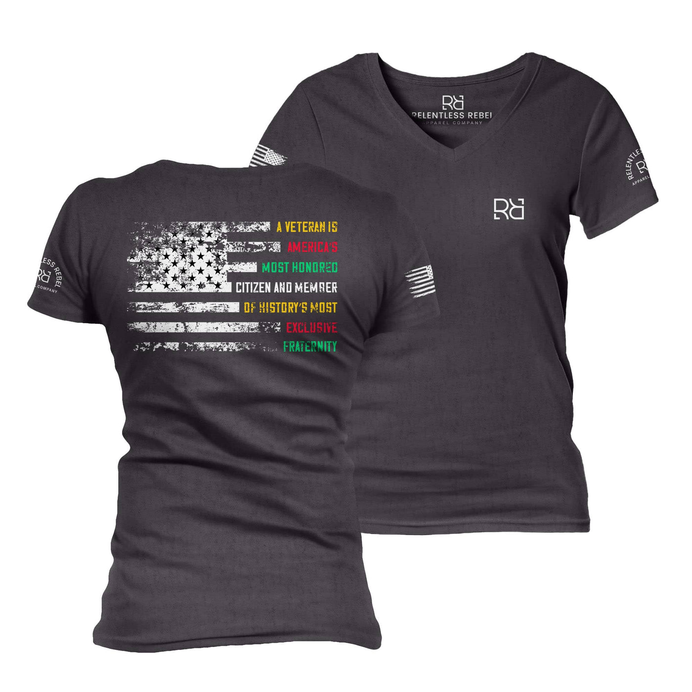 Dark Grey Heather A Veteran... Women's V-Neck Tee