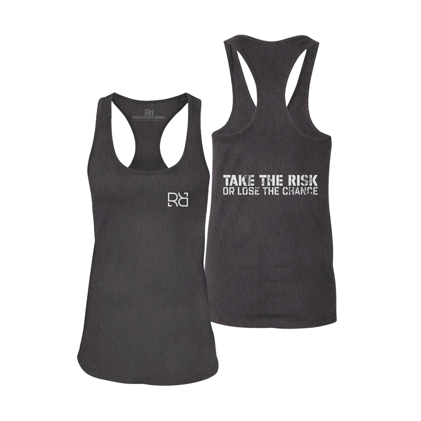 Dark Grey Take the Risk or Lose the Chance Women's Racerback Tank Top