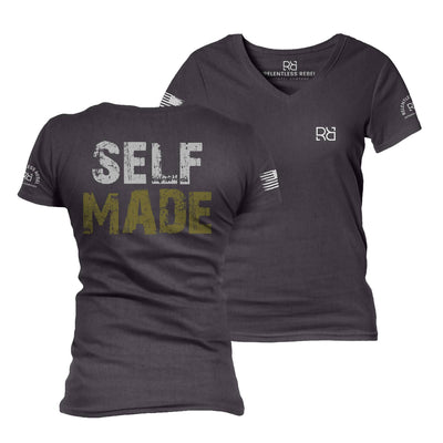 Dark Grey Heather Self Made Women's V-Neck Tee