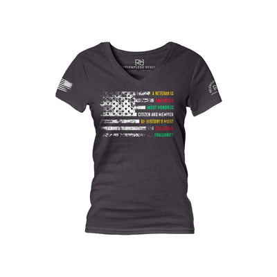 Dark Grey Heather A Veteran... Women's V-Neck Tee