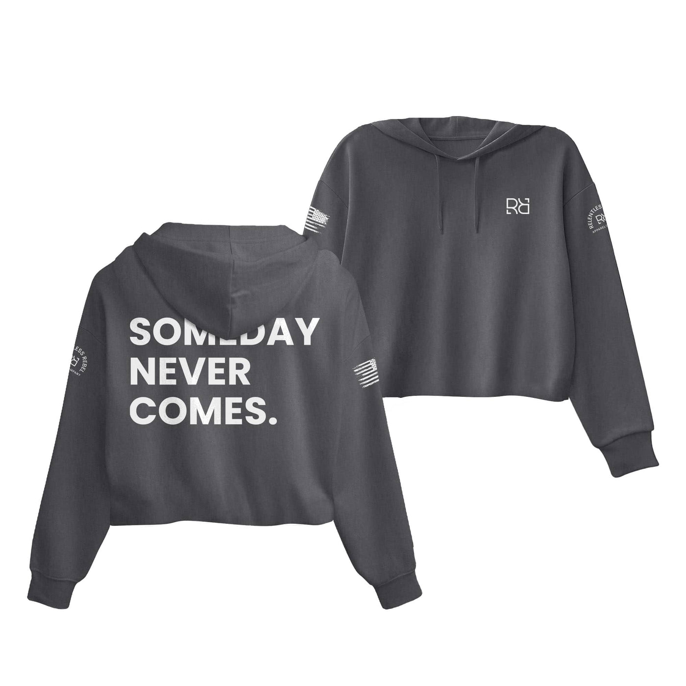 Dark Grey Someday Never Comes Cropped Hoodie