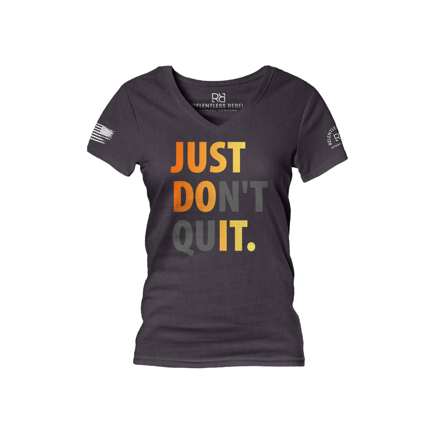 Dark Grey Heather Just Don't Quit Women's V-Neck Tee