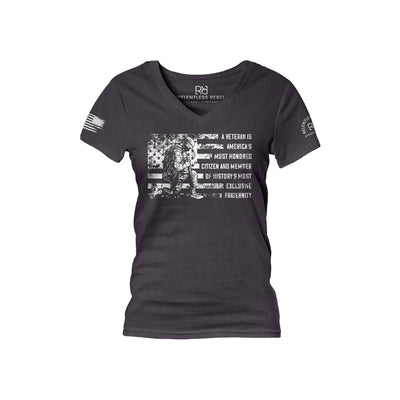 Dark Grey Heather A Veteran... Women's V-Neck Tee